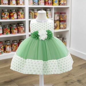 Green and White Polka Dot Dress